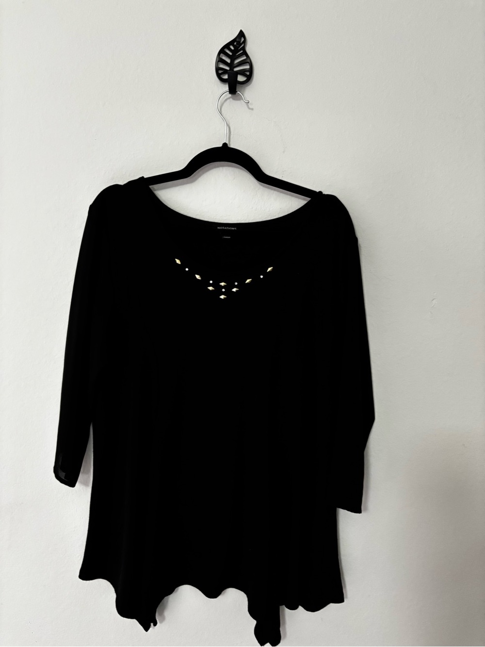 🖤 Notations Embellished Handkerchief Hem Top XL 🖤
